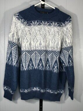 Vintage Alpaca Connection Peruvian Alpaca Wool Fair Isle Sweater womens Md